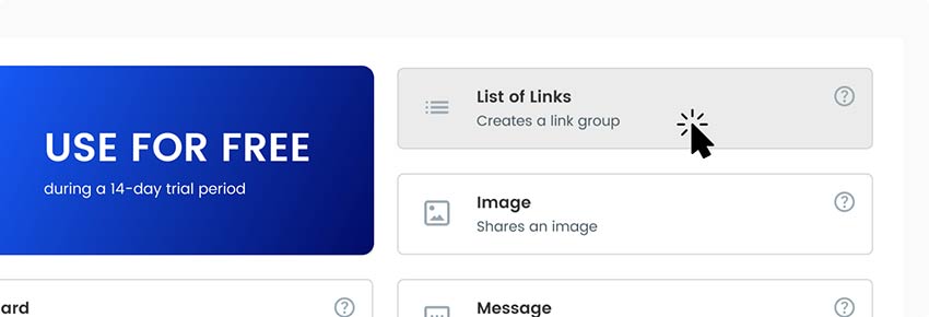 ジェネレーターのランディング・ページで作成する無料のQRコード・タイプを選択する。